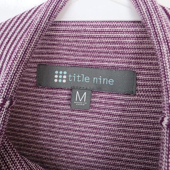 Title Nine Purple White Striped Soft Lightweight Outdoor Mock Neck Sweater Sz M - Picture 3 of 7